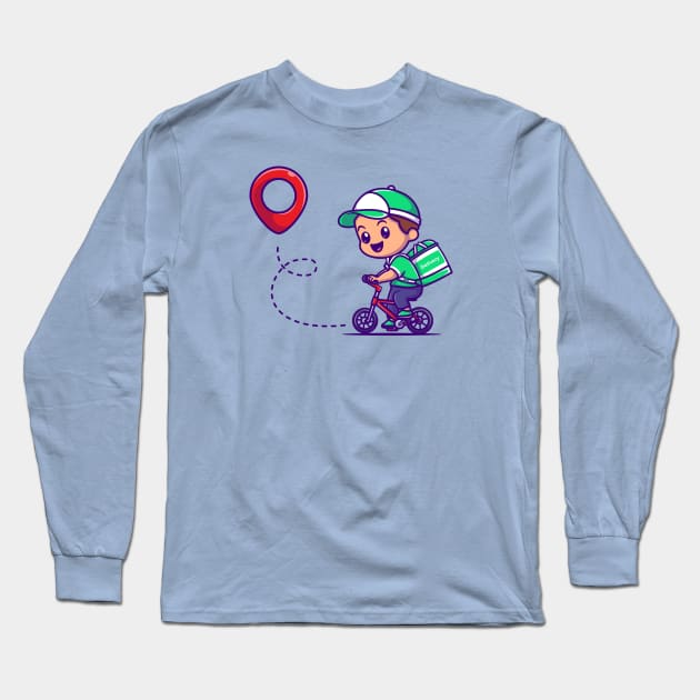 Cute Courier Delivery Package Cartoon Long Sleeve T-Shirt by Catalyst Labs